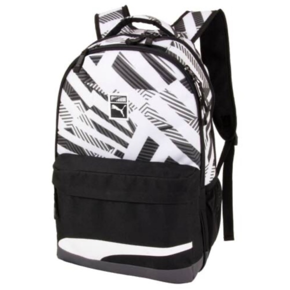 PUMA Full-Size Backpack TONS of Storage Laptop Cell Tablet Black White Gray - Picture 2 of 15